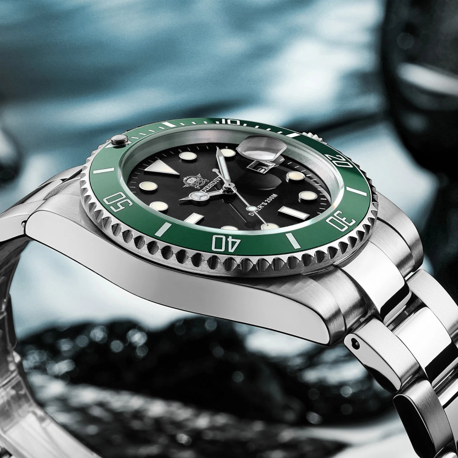 ADDIESDIVE 41mm Men's Diver Quartz Watch Domed Glass Ceramic Bezel Wristwatch Waterproof 200m Super Luminous Stainless Watches