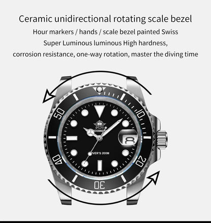 ADDIESDIVE 41mm Men's Diver Quartz Watch Domed Glass Ceramic Bezel Wristwatch Waterproof 200m Super Luminous Stainless Watches