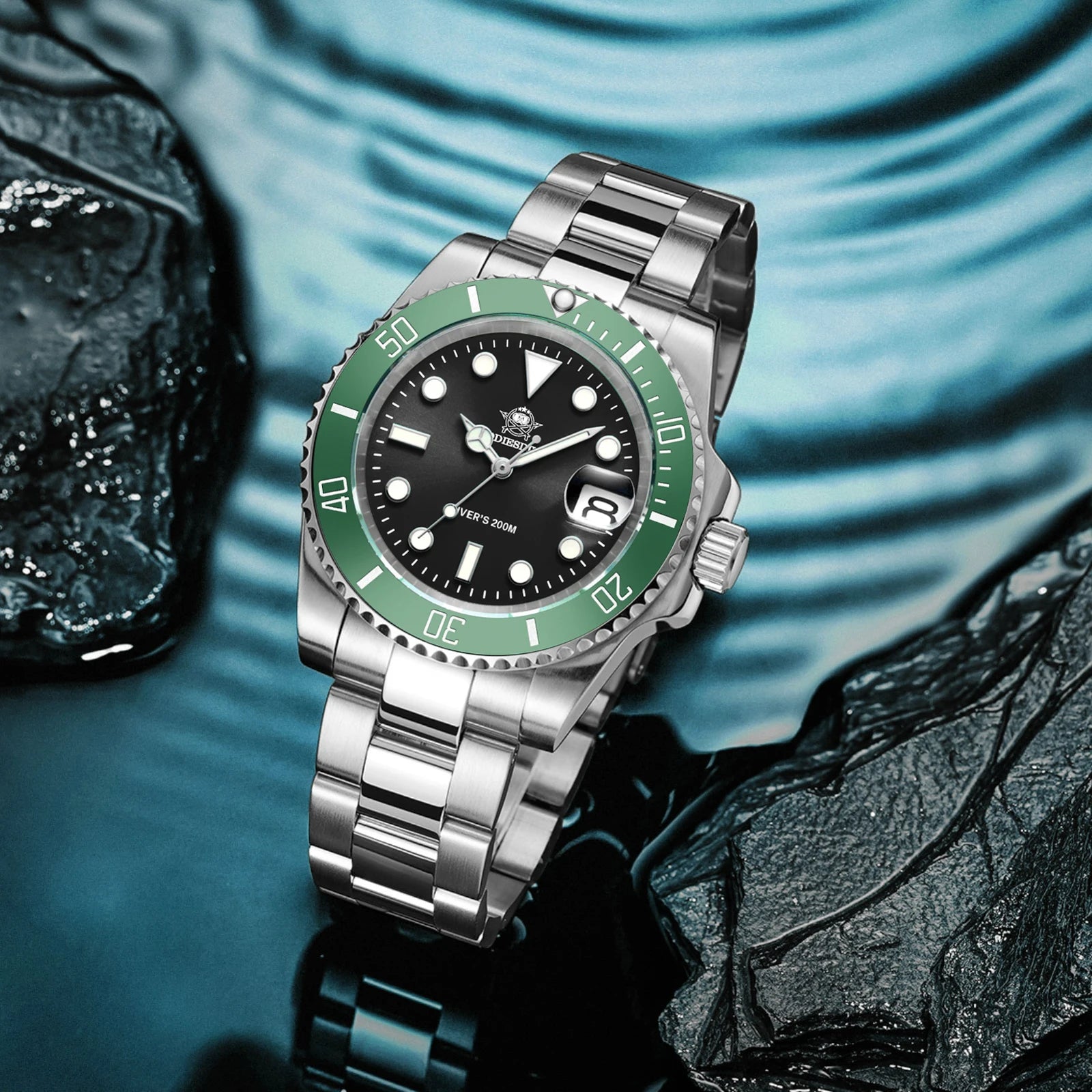 ADDIESDIVE 41mm Men's Diver Quartz Watch Domed Glass Ceramic Bezel Wristwatch Waterproof 200m Super Luminous Stainless Watches