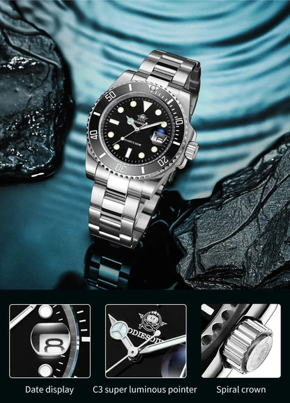 ADDIESDIVE 41mm Men's Diver Quartz Watch Domed Glass Ceramic Bezel Wristwatch Waterproof 200m Super Luminous Stainless Watches