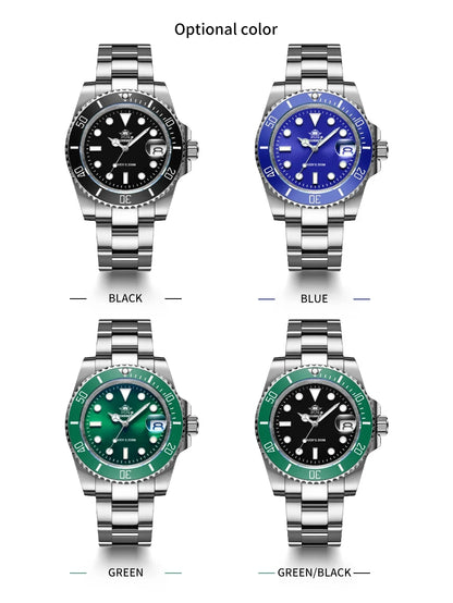 ADDIESDIVE 41mm Men's Diver Quartz Watch Domed Glass Ceramic Bezel Wristwatch Waterproof 200m Super Luminous Stainless Watches